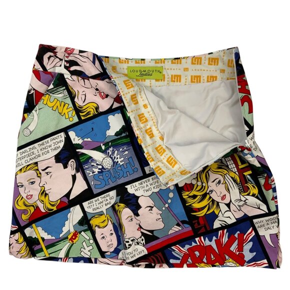 Loudmouth Ladies Golf Shank Skort 8 Comic Strip Golfer Pickleball - Picture 3 of 13
